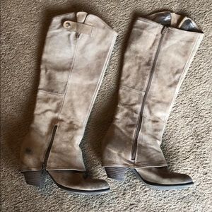 Leather knee high boots